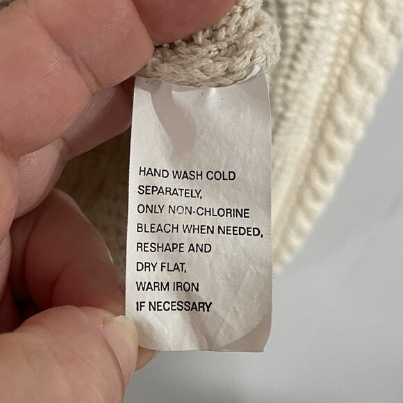 Jeanne Pierre Womens Fisherman Cable Knit Sweater Size Medium Beige Shawl Collar - Picture 4 of 4